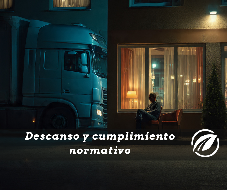 Conductor de transporte descansando en hotel mientras su camión está estacionado según normativa UE