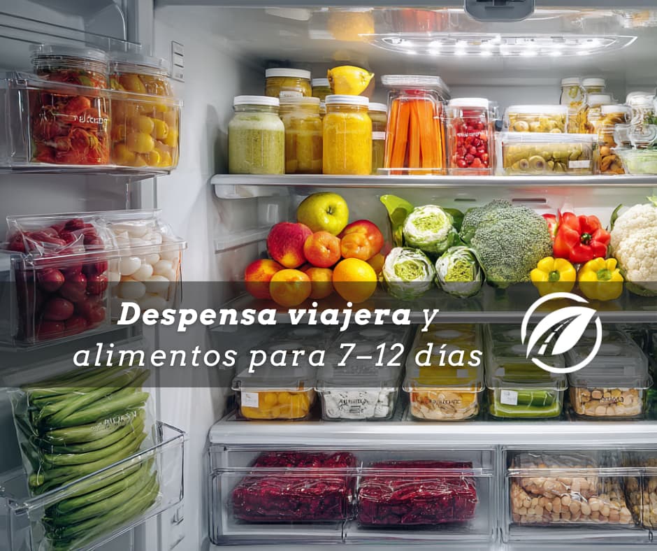 Despensa viajera y alimentos que aguantan 7–12 días