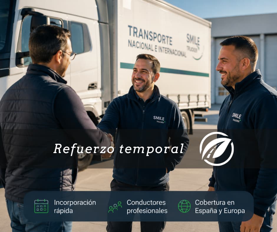 Conductores profesionales incorporándose temporalmente a una flota para cubrir rutas de transporte en España y Europa