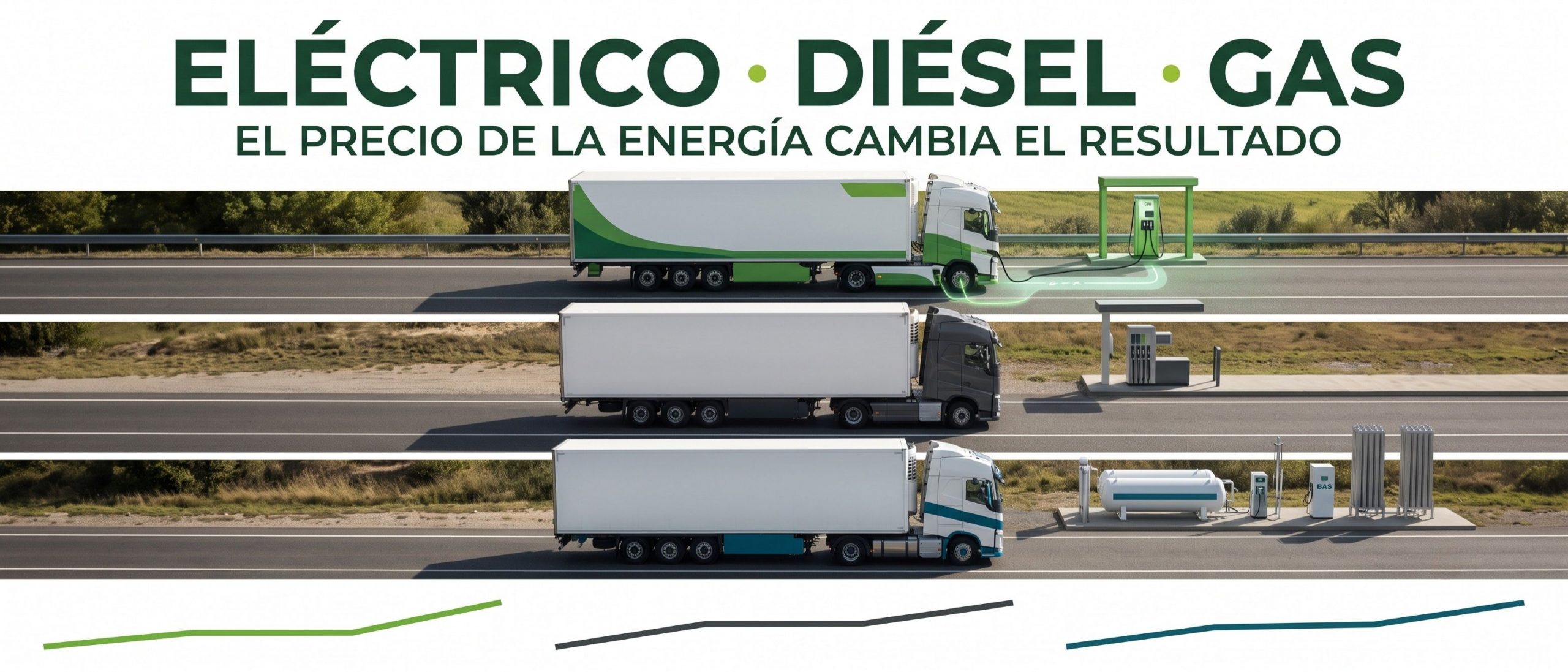 Comparación de costes energéticos entre camión eléctrico, diésel y gas